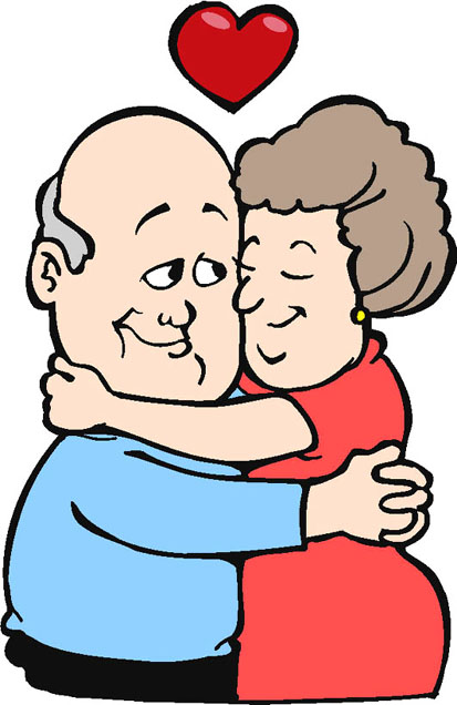 loving elderly couple red heart