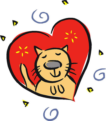 cat in love love heart drawings