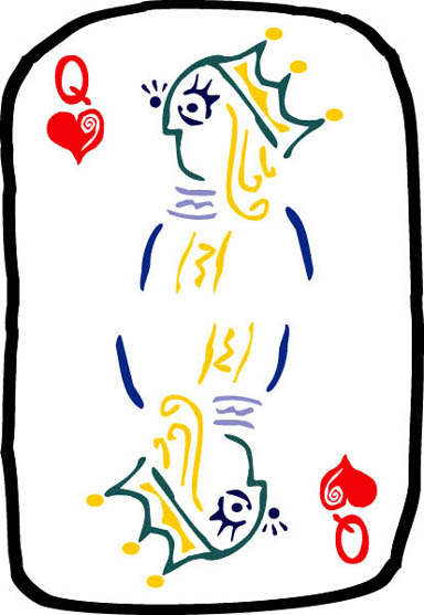 Playing card queen of hearts