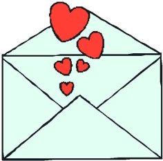 Love letter with red hearts