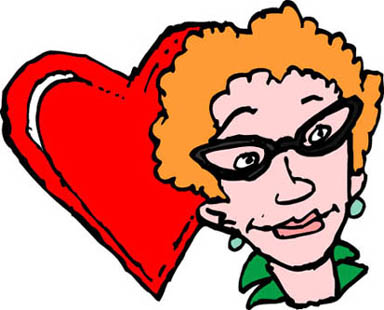 red heart woman with glasses