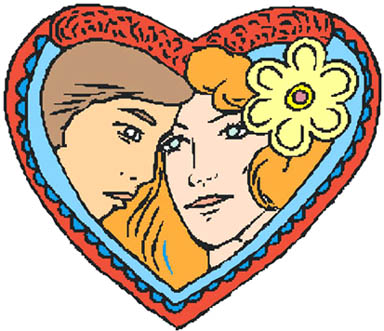 heart drawings couple inside decorative love heart