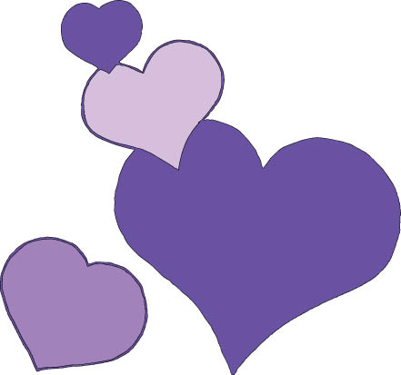 four hearts lilac color