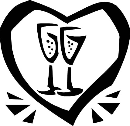dibujos de amor black drawing heart champagne glass