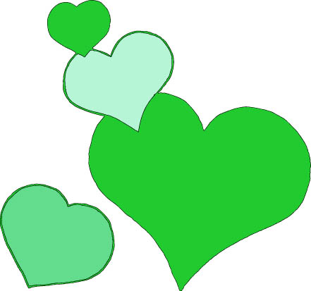 4 green hearts