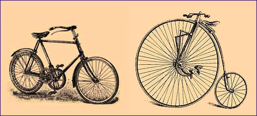vintage bicycle drawing 1900 letting go