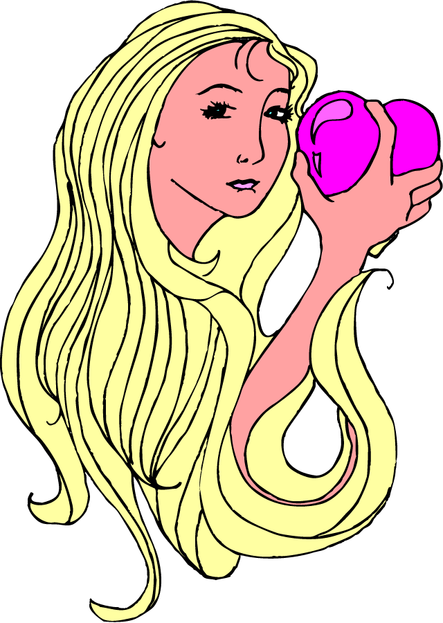 blonde woman holding pink heart