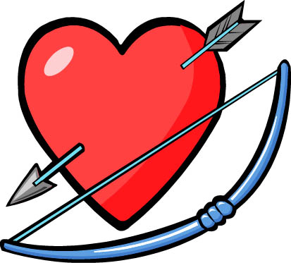 cupid graphics bow arrow red heart