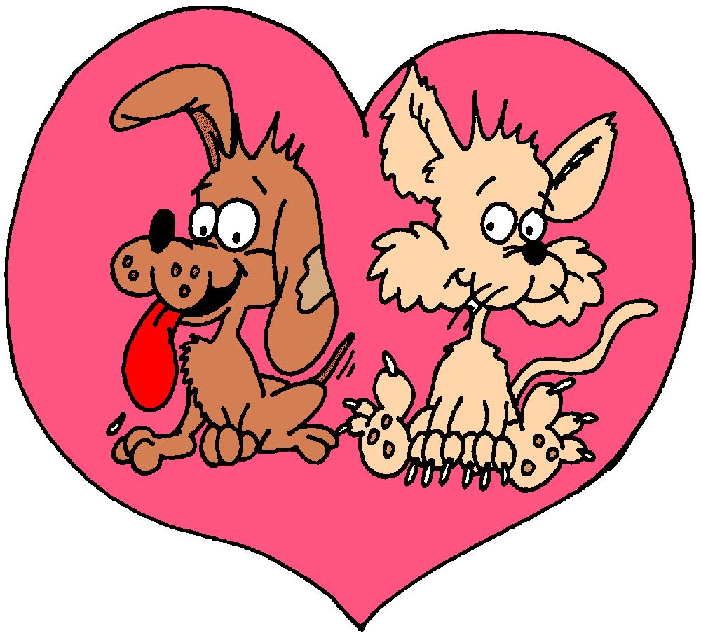 cartoon hearts dog cat valentines pink heart