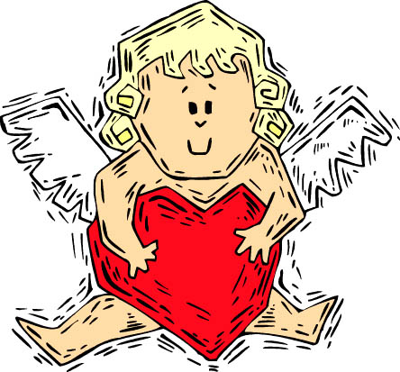 cherub with red love heart