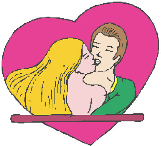 couple kissing in pink heart