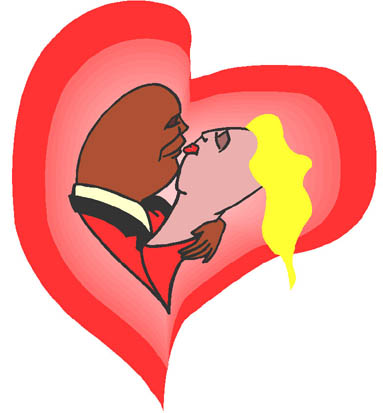 couple kissing red heart