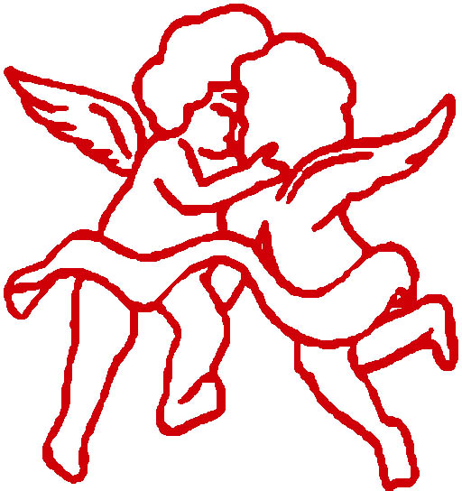 cupid graphics two cupids kissing red