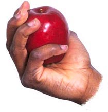 letting go hand holding apple