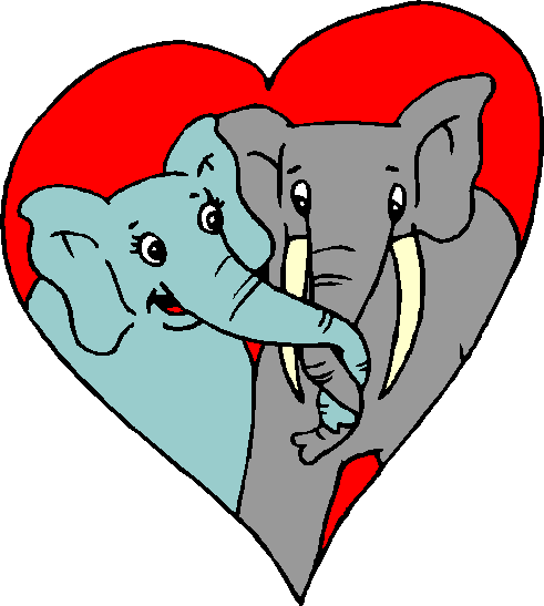 elephants in love red heart