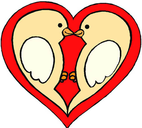 love birds in red love heart