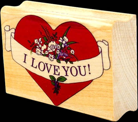 wood red heart I love you black