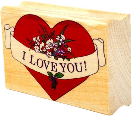 wood red heart I love you 