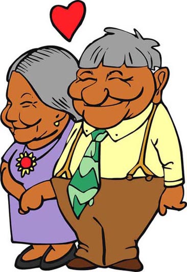 elderly couple in love red heart