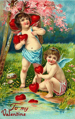 valentine heart clipart 2 cherubs with red hearts