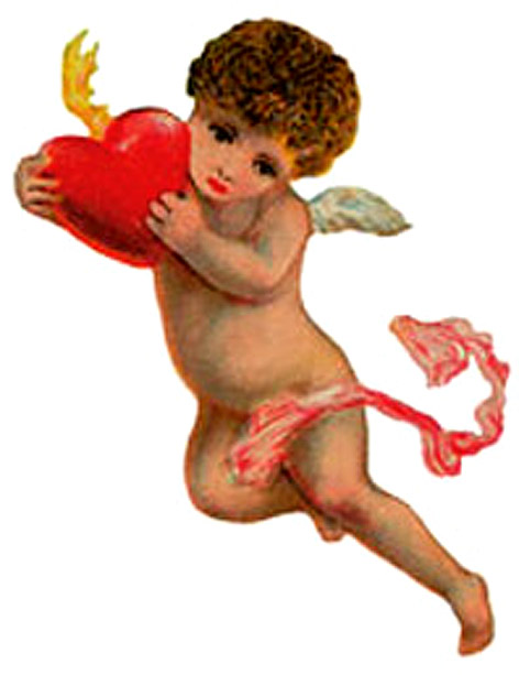 old picture angel kid cupid red love heart