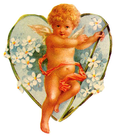 vintage cupid flower heart