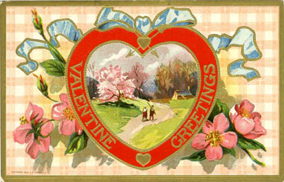 Valentine greeting rural ribbons flowers heart