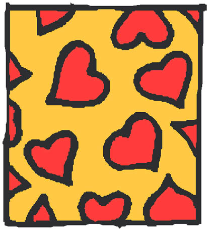 red hearts yellow background 