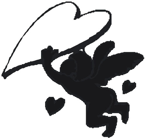 sketch cupid love heart black