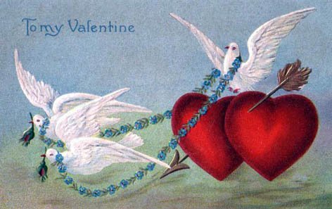 white doves red love hearts arrow valentine